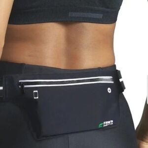 Fitters Niche Running Belt Ultra Slim Water Resistant Reflective Black NWT